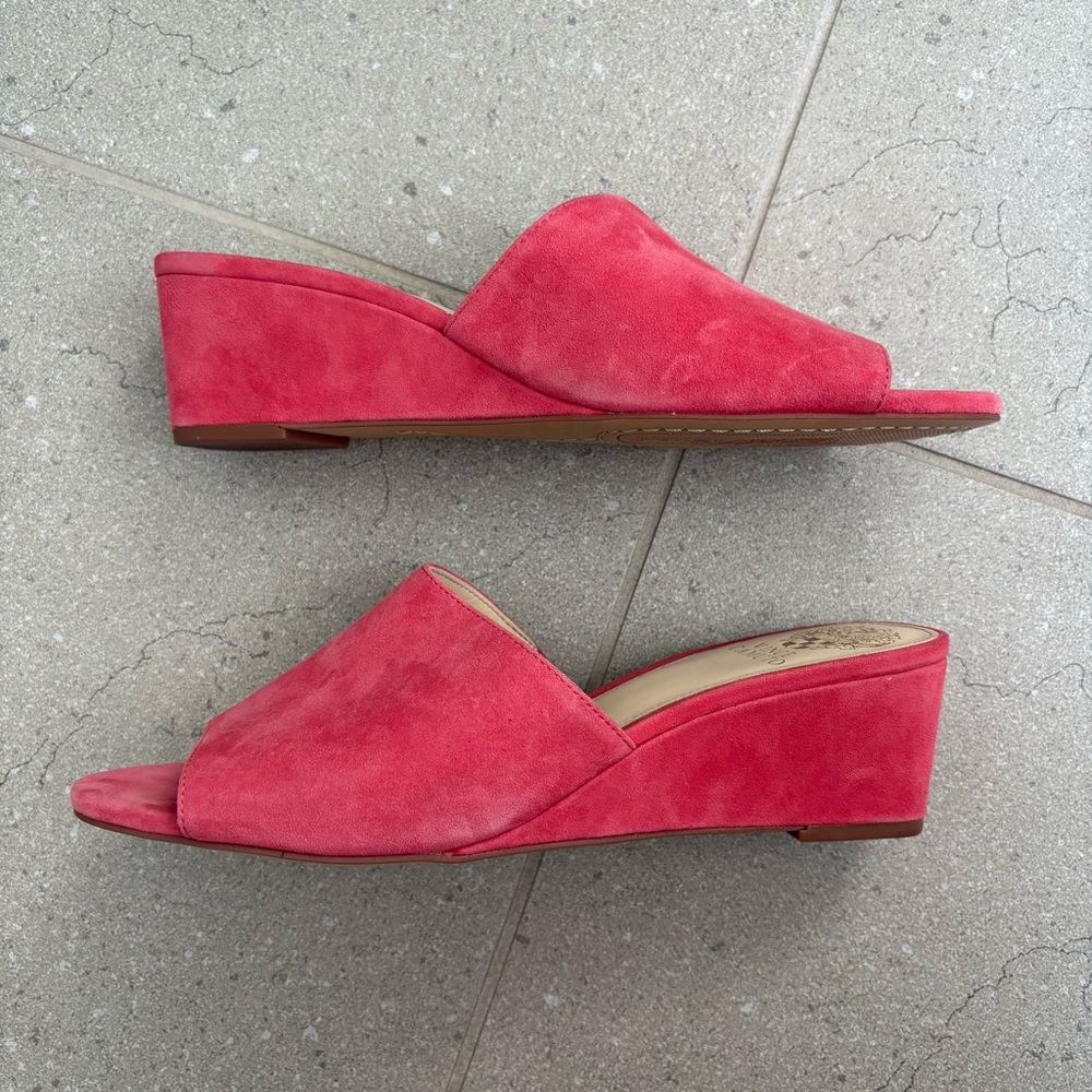 Vince Camuto Coral Suede Wedge Heel Sandals - Picture 2 of 8